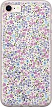 iPhone 8/7 hoesje - Paarse bloemen - Soft Case Telefoonhoesje - Bloemen - Paars