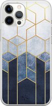 iPhone 12 Pro Max hoesje - Geometrisch fade art - Soft Case Telefoonhoesje - Print - Blauw
