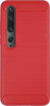 BMAX Carbon soft case hoesje geschikt voor Xiaomi Mi 10 / Soft cover / Telefoonhoesje / Beschermhoesje / Telefoonbescherming - Rood
