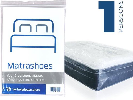 Matrashoes Plastic - Stevige Matraszak - Professionele Matrasbeschermer - Eenpersoons - Bescherming tijdens Verhuizen en Opslag - 225x114 cm