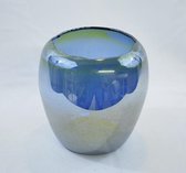 Glazen vaas olie blauw/groen PTMD - 17 x Ø 16 cm