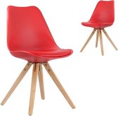 2 stoelen set scandinavisch design hout en PU rood