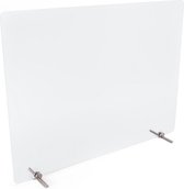 PlexiDirect Kantoorscherm | 600x750x6mm | Tafelvoet LEXO RVS Slim Deluxe