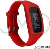 Jumada's Stappenteller - LCD Horloge - Armband - Tracker - Siliconen - Breed - Rood
