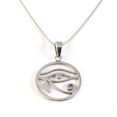 Het oog van Horus in een cirkel,  met collier, van 925 zilver,