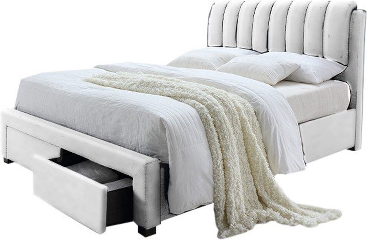 Bed 'Bedoni' 160x200 + lattenb. - PU Wit (4c)