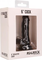 Realistic Cock - 6" - With Scrotum - Black - Realistic Dildos