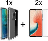 Huawei Mate 20 X hoesje shock proof case transparant hoesjes cover hoes - 2x Huawei Mate 20 X screenprotector