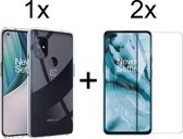 OnePlus Nord N10 5G hoesje siliconen case transparant hoesjes cover hoes - 2x OnePlus Nord N10 screenprotector
