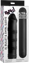 XL Bullet & Swirl Silicone Sleeve - Black - Bullets & Mini Vibrators