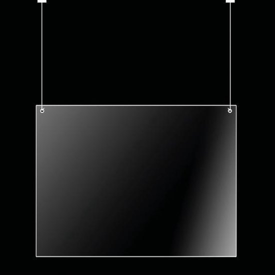 Hangend Plexiglas scherm - Kassascherm - 65 cm x 75 cm ( b x h)