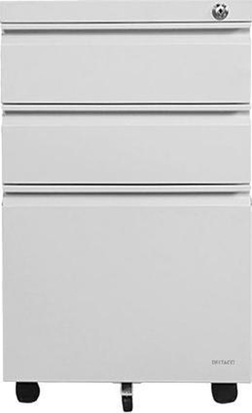 DELTACO OFFICE DELO-0160 Ladeblok op wieltjes, met slot, 3 lades - Wit