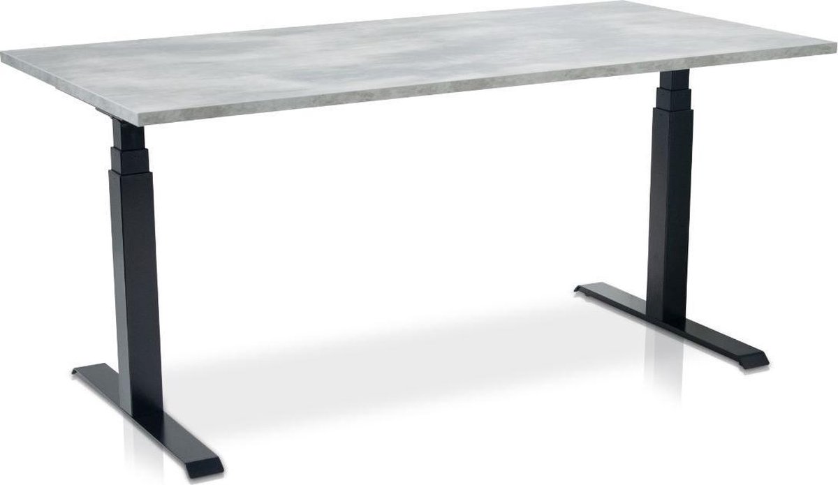 Multi Ratio Zit-sta bureau elektrisch verstelbaar - MRC PRO-L 2.0 NEN-EN 527 | 160 x 80 cm | frame zwart - blad betonlook | memory functie met 4 standen | 150kg draagvermogen Zwart frame