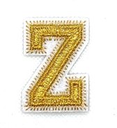 Alfabet Letter Strijk Embleem Patch Goud Wit Letter Z / 3.5 cm / 4.5 cm