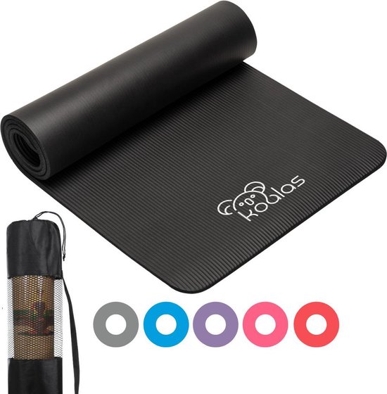 Koalas ® - Yogamat - Fitness Mat Zwart - Anti Slip Yoga Mat - Extra Dik 1cm - Draagtas & E-Book