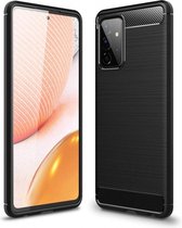 Hoesje Geschikt voor Samsung A72 Backcover Carbon Style Siliconen Case TPU Hoesje Zwart