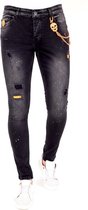 Exclusieve Broek met Gaten en Verfspatten - 1028 - Zwart