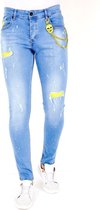 Exclusieve Lichtblauwe Jeans met Gaten Heren - 1024- Blauw