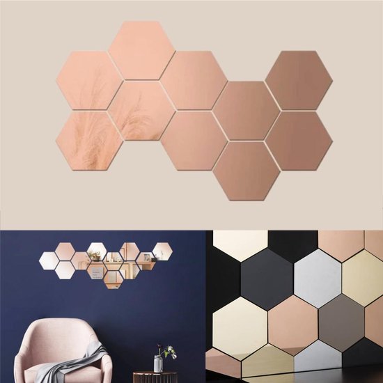 verfrommeld deksel kleding stof Roze Hexagon Sticker Spiegels - 12 stuks - Acryl Wandspiegel - 18 cm x 16  cm -... | bol.com