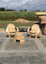 Eikenhout - tuinset - Wijnvat model - 2 stoelen en 1 salontafel - uniek - kwaliteit