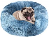 Donut hondenkussen | Blauw | 60 cm | Geschikt voor dieren van tot ongeveer 45 cm | Hondenmand | Zacht, pluche en fluffy | Voor katten en honden, of andere huisdieren | By You-Home.nl