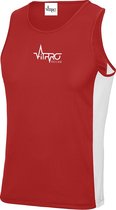FitProWear Contrast Sporthemd Heren - Rood/Wit - Maat M - Sporthemd - Sportshirt - Mouwloos shirt - Sportkleding - Fitness hemd - Fitnesskleding - Singlet - Tanktop - Stringer - Sporttop - He
