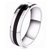 RVS Ring- Zwarte inlay- MT 7- Heren- Charme Bijoux