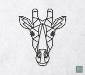 Laserfabrique Wanddecoratie - Geometrische Giraf - Medium - Zwart - Geometrische dieren en vormen - Houten dieren - Muurdecoratie - Line art - Wall art