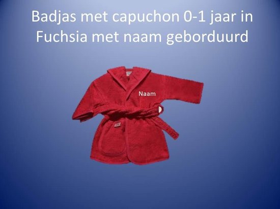 Funnies badjas met capuchon 0-1 jaar in Fuchsia met met naam geborduurd