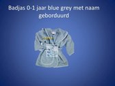 Badjas met naam geborduurd grey/blue 0-1 jaar