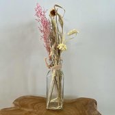 Dijk Natural Collections - Mini Droogboeket in glas - roze - droogbloemen - 38 cm hoog