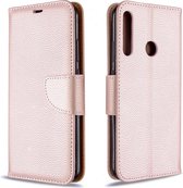 Voor Huawei P40 Lite E / Y7P Litchi Texture Pure Color Horizontal Flip PU Leather Case met houder & kaartsleuven & Wallet & Lanyard (Rose Gold)