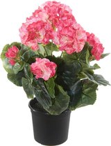 Kunst Geranium Roze/Crème 35cm 5 bloemen in pot (ook buiten te gebruiken)