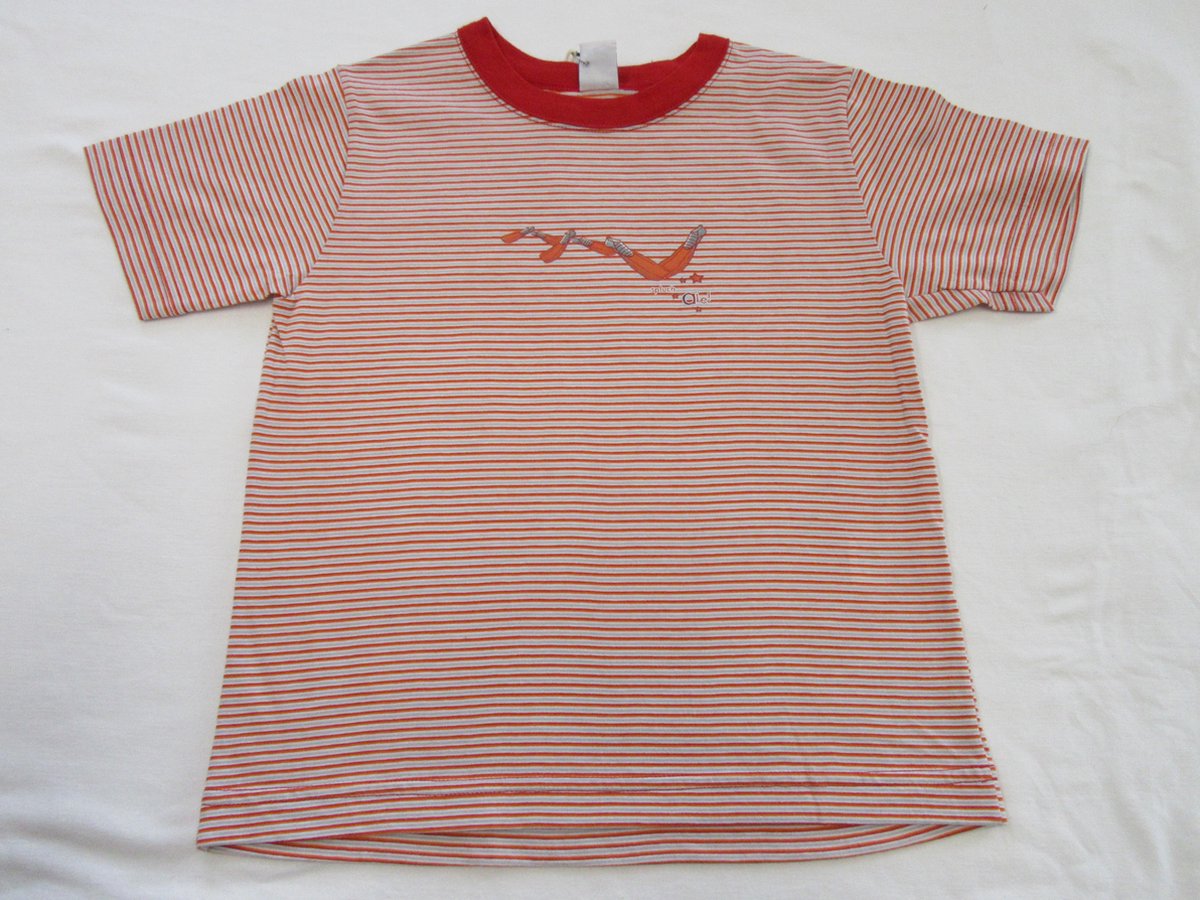 petit bateau , jongens, t-shirt korte mouw ,streepje rood grijst, 6 jaar 114