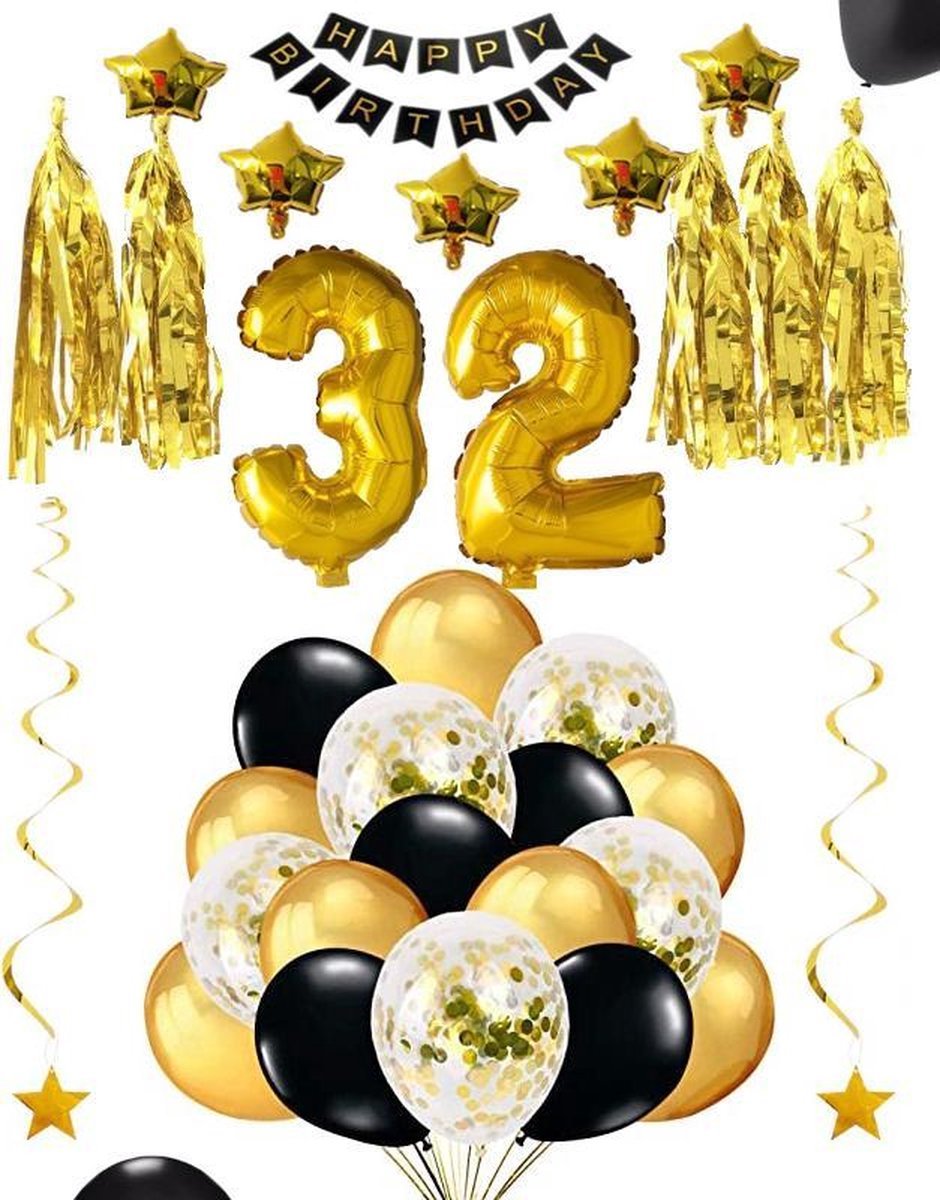jaar verjaardag feest Versiering Ballonnen voor feest 32 Ballonnen... | bol.com