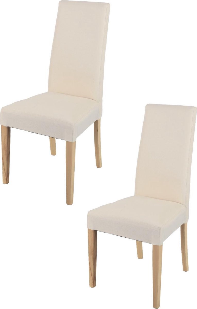 Tommychairs Chiara - Eetkamerstoelen - Set van 2 - Natuurlijk / Ivoor- Stof & Hout