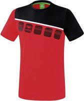 Erima Teamline 5-C T-Shirt Rood-Zwart-Wit Maat L