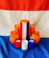 Oranje Nederland kaarsen pakket- Holland party feest pakket - Koningsdag kaars- rood-wit-blauw vlag
