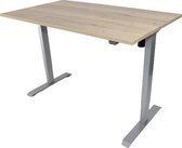 Zit-sta bureau 120x80 cm. – Elektrisch verstelbaar – Frame: wit – Blad: Natuur eik