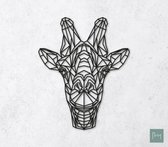 Laserfabrique Wanddecoratie - Geometrische Giraf - Medium - Zwart - Geometrische dieren en vormen - Houten dieren - Muurdecoratie - Line art - Wall art
