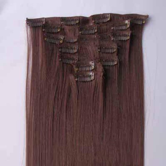 Clip in hair extensions 7 set straight rood 33 bol