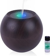 Niceey Aroma Diffuser Luchtbevochtiger – Geurverspreider Elektrisch – Met Etherische olie – Vernevelaar 130 ml – Met LED verlichting – Bruin