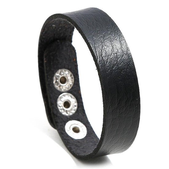 Heren Armband Leer - Zwart - Minimalist - Leren Armbanden - Cadeau voor Man - Mannen Cadeautjes