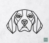 Laserfabrique Wanddecoratie - Geometrische Hond Beagle - Medium - Zwart - Geometrische dieren en vormen - Houten dieren - Muurdecoratie - Line art - Wall art