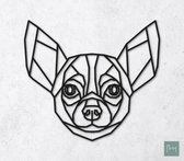 Laserfabrique Wanddecoratie - Geometrische Hond Chihuahua - Zwart - 46cm - Houten Dieren - Muurdecoratie - Line art - Wall art