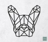 Laserfabrique Wanddecoratie - Geometrische Hond Franse Bulldog - Zwart - 41cm - Houten Dieren - Muurdecoratie - Line art - Wall art