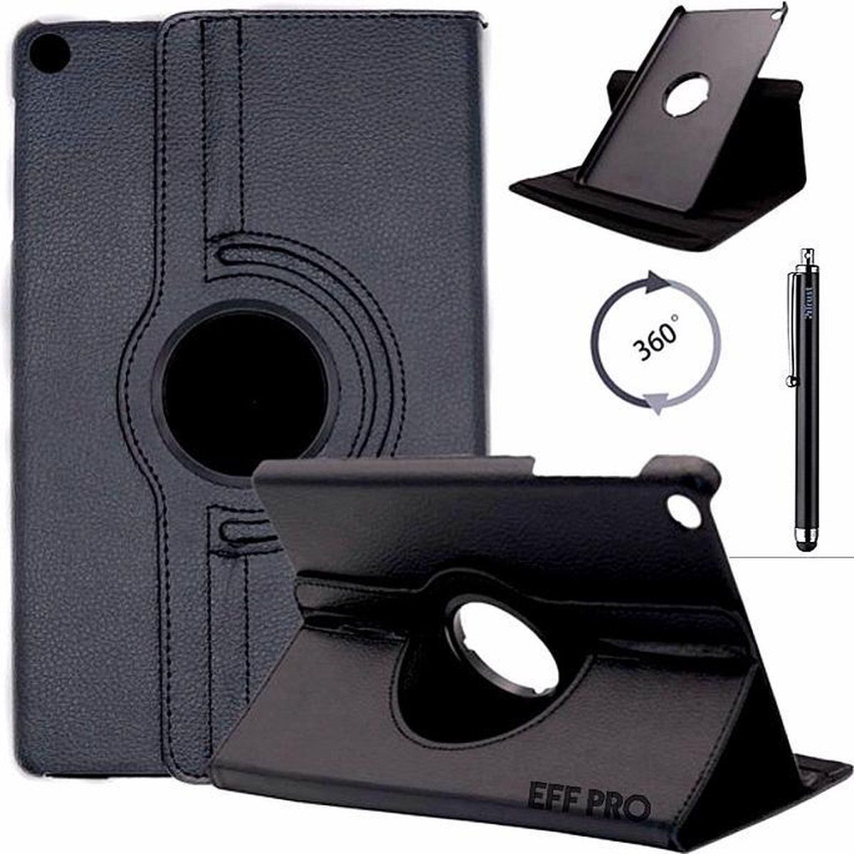 Tablet Case Voor Samsung Galaxy TabA 10.1” (2019) SM-T510, SM-T515 – Tablet Case - Tablet Hoes met Stylus Pen, 360° draaistand Cover Tablet hoesje Zwart van HiCHiCO