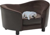 Mini honden sofa leer - velours - honden mand - hondenbank - dieren bank - bruin - Binnenafmetingen: 47 x 40 cm (B x D)