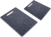 Set van 2 snijplanken Groot -Vierkante snijplank keuken - Graniet patroon effect Grijs en Antraciet 34x24x1.0 cm