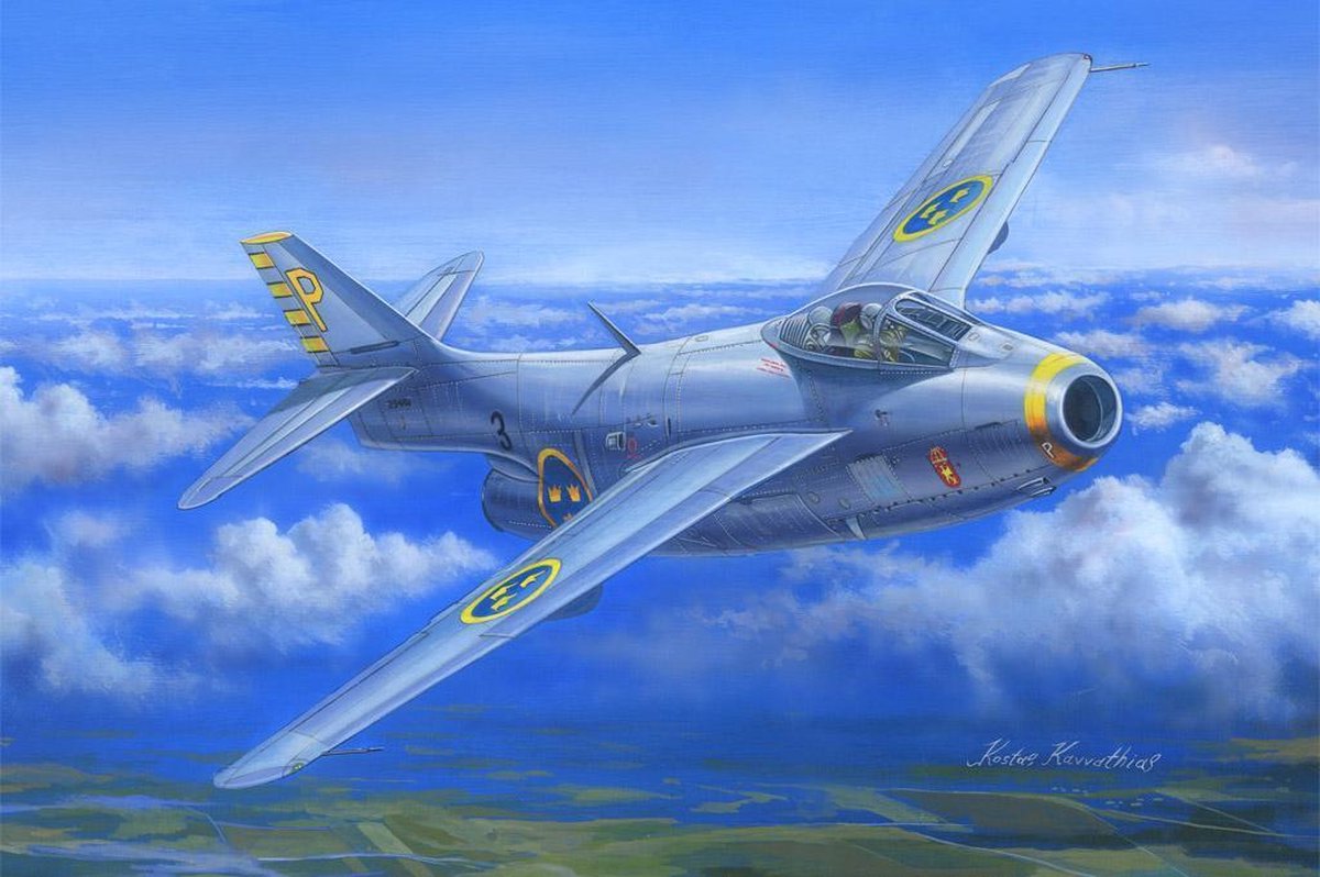 HobbyBoss Modelbouwpakket Militaire voertuigen - 81746 J-29B Tunnan Flying Barrel Plastic - 1:48 - Modelbouw